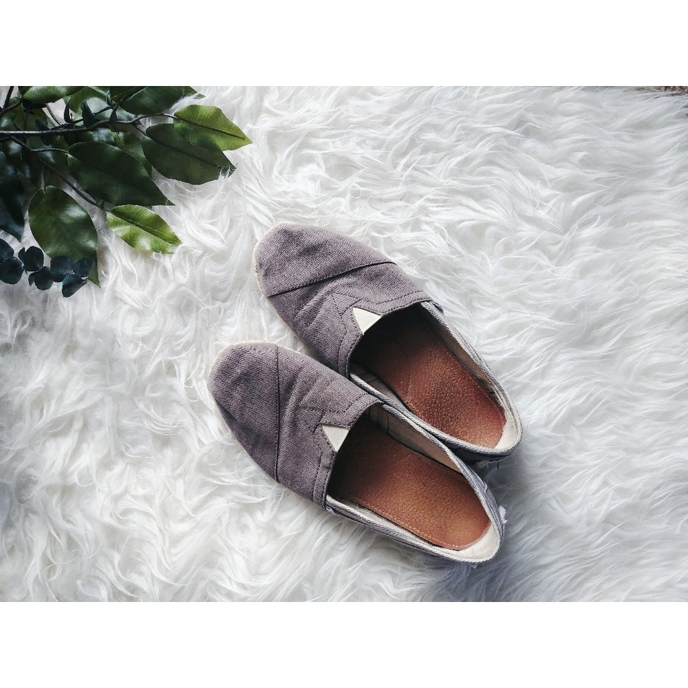 Gray Striped Toms Slip On